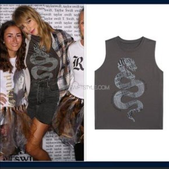 Taylor Swift 2018 Reputation Stadium Tour Snake Graphic Tank in Charcoal - Picture 12 of 14